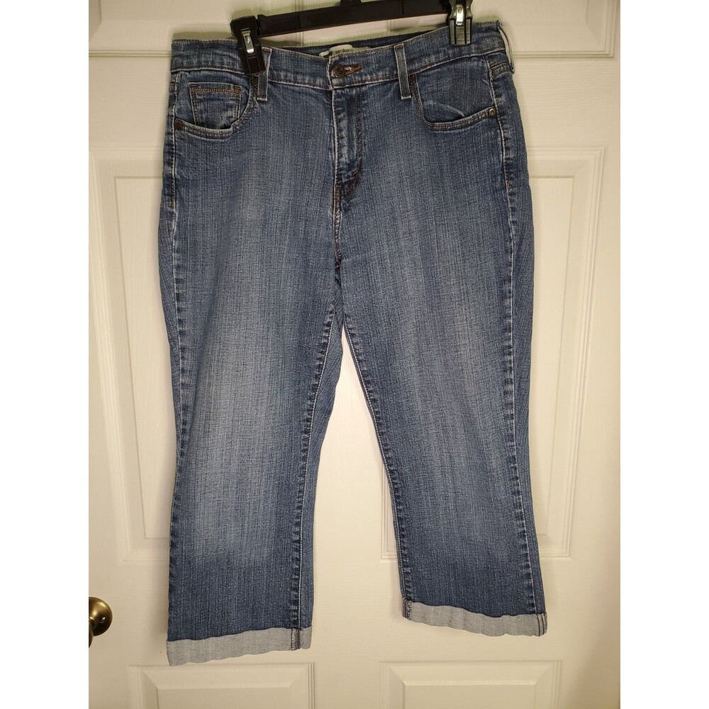 Levi Strauss Women's Denim Capris 515 Size 34x22 5 Pockets Embellished Cuffed